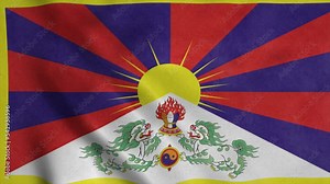 Flag of Tibet waving in wind. Realistic Tibet flag background