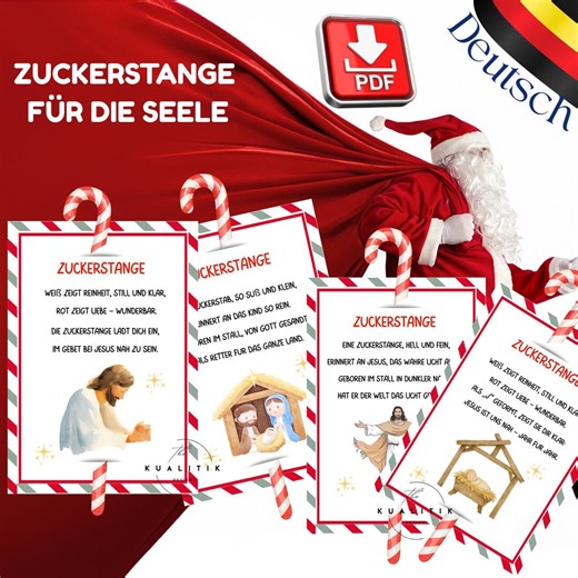 Legend of Candy Cane Printable Gift Tags in German Christmas Gift Digital Download - Etsy