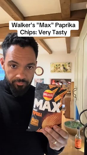 Pleasantly surprised by Official Walkers Chips "MAX" Paprika chips! They basically tasted like relaxed, barbecue chips that were slightly sweet at the end. Sometimes American barbecue chips have really intense flavor that can be really overpowering after a few, but these don't have that at all. They're also not too salty, which I really appreciate. One of the things I have enjoyed about a lot of of the snacks here in the UK is that they aren't overly flavorful. And these fit the Bill very nicely