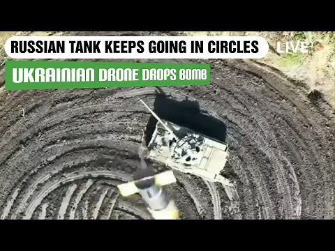 Russian tank keeps going in circles as Ukrainian drones eliminated its crew