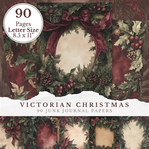 Victorian Christmas Junk Journal Papers, Antique Holidays Framed Writing Paper, Cozy Winter Season Junk Journaling Pages Digital Paper Pack - Etsy
