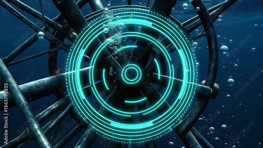 Advanced Sonar Audio Wave Visualization, Deep Sea Technology and Underwater Research 4K UHD.