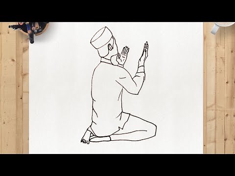 How to Draw a Muslim Person Praying, A man praying sketch, Ramadan Drawing
