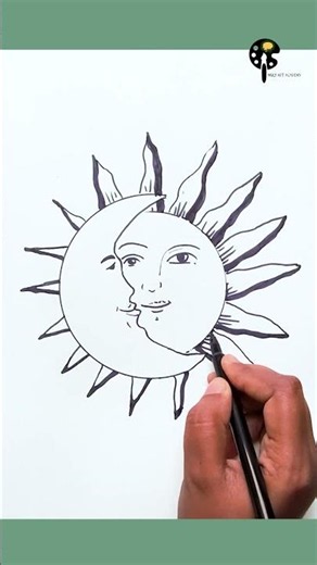 How to Easy Line Drawing Sun And Moon Abstract Image। Sun । Moon Moly Art Academy
