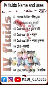 Iv fluids name and uses . . . . . . #mbbsstudent #viralreels #nursinglife #nursingstudent #doctor | medi classes