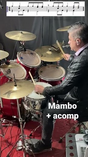 Mambo rhythm for drumset + acomp #drum #drummer #zildjian #drumset #mambo