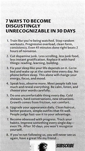 7 Ways to Become Disgustingly Unrecognizable in 30 Days 🔥 #usa #english #motivation #discipline