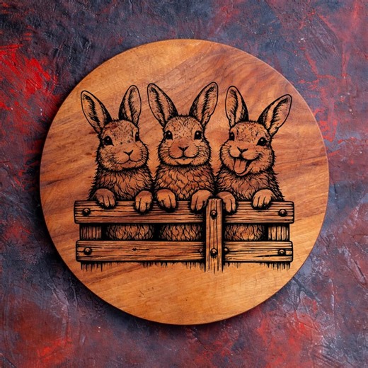 Rabbit Trio Fence SVG, Easter Bunny Laser Engraving Design (digital Download) - Etsy