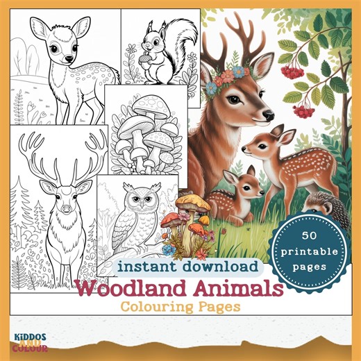 Woodland Animals Coloring Pages: 50 Forest Nature Designs (PDF Download) - Etsy Canada