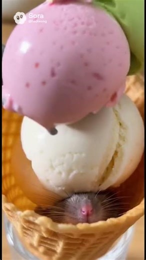 How to make a mice cream #sora #cat #cute #animals #mouse