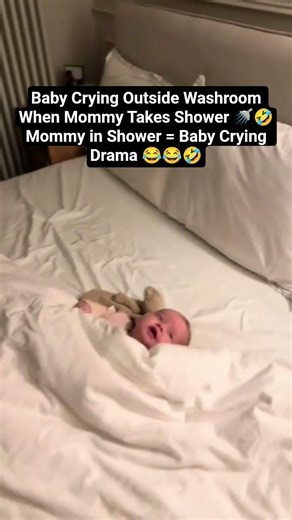 Baby Crying Outside Washroom When Mommy Takes Shower🤣Mommy in Shower = Baby Crying Drama#baby #cute