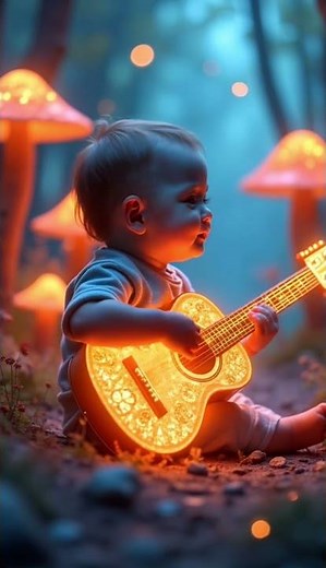 ¡Mini guitarrista en acción! 🎸👶 #Bebé #Guitarra #Música #Niño