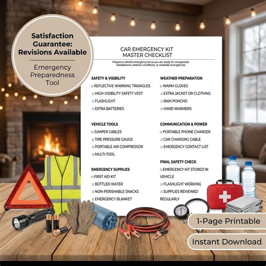 Car Emergency Kit Checklist: Vehicle Safety Preparedness (digital Download) - Etsy