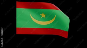 Mauritania flag 4k 3d render of a waving nation Mauritanian banner fluttering in the wind symbolises the country with transparent alpha channel mask for free space and isolated background no flagpole Stock Video