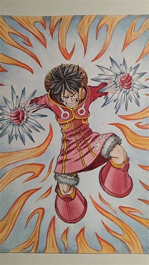 part 2 painting in Luffy! #animeyourway #howtodrawanime #onepiece #luffy #watercolor #colorpencil #fyp