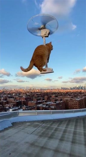 Funny Flying Cat with Fan 🚁 | Helicopter Cat Viral Video 2025
