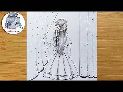 A girl beside the window - Pencil sketch for beginners / How to draw a girl with beautiful hairstyle