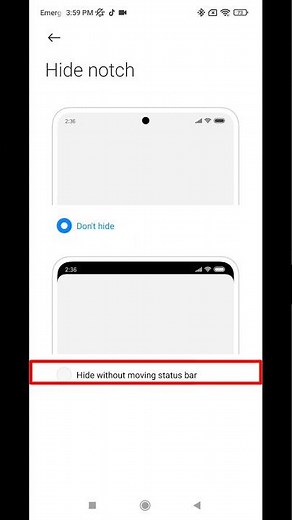 Hide notch Notch and status bar display option Redmi note10
