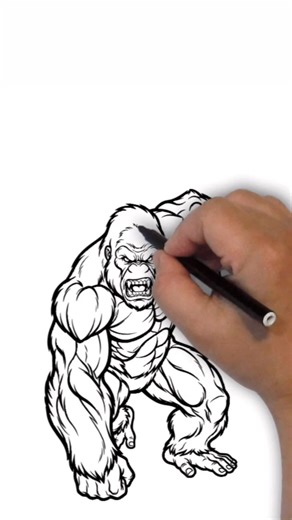 How to draw an angry gorilla #howto #draw #drawing #sketch #gorilla