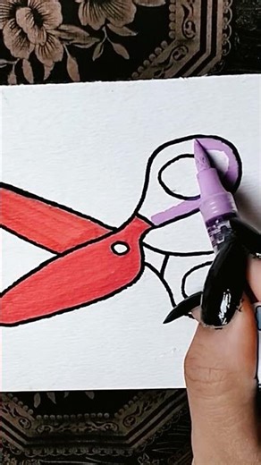 ✂️ Easy Scissor Drawing & Coloring | Simple Object Drawing 🎨✨ #shorts