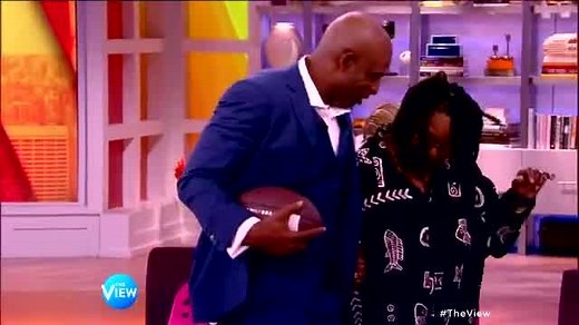 NFL legend Deion Sanders teaches Whoopi Goldberg his famous end zone dance! | The View