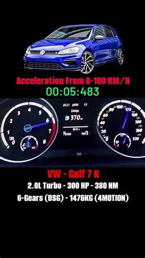 Volkswagen Golf 7 R | 0-100 km/h Acceleration Test ⏱️🎬​