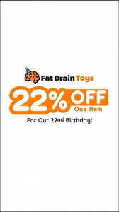 Fat Brain Toys is 22 years old! 🥳 To celebrate, we're offering 22% off 1 item for 3 DAYS ONLY! Shop big, save big, and celebrate 22 years of A Smarter Way to Play! 🎁✨️ Browse all of our trending toys and gifts at this link! 🤩 https://bit.ly/FBTBestSellers | Fat Brain Toys