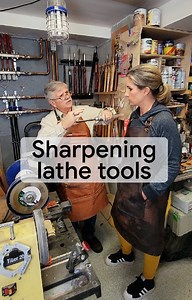 Tom Silva on Instagram: "A little refresher on sharpening lathe tools using a oneway jig. #fatherdaughter #lathe #dit #doittogether #woodworking #woodturning #woodturner #latheturning #sharpening #thisoldhouse #howto"