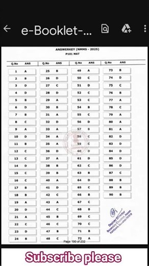 NMMS 2025-26 MAT answer key