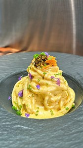 Home Cooking Sessions: Sea Urchin Linguine. A deliciously creamy pasta made with one of the oceans most incredible ingredients. Full recipe below 👇🏽😍 - 1. Get yourself some uni. Can be intimidating to work with and a little hard to find, but man is it good 2. Start by carefully cutting out the mouth as I do here, then pour out the liquid and start to snip around the shell, being careful not to damage any of the roe 3. Once you have cut around the shell, the bright orange roe will be revealed