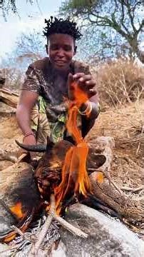 Barbecue in an African primitive tribe！ #africa #hadzabetribe #food #wildlife #eat #animals