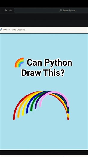 🌈 Can Python Draw a Rainbow? 🤯 | Turtle Graphics #coding #python #shorts #viral