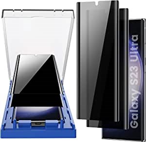 MOHAVE [Auto Alignment Privacy Screen Protector for Samsung Galaxy S23 Ultra 5G 6.8 Inches, Anti Spy Film, 7H Hybrid Material, 100% Ultrasonic Fingerprint ID Compatible, Case-Friendly