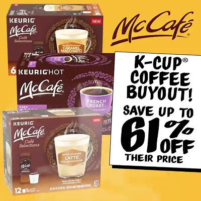8.4K views · 113 reactions | Don't miss out on this freshly brewed McCafé K-Cup Coffee Buyout! We’ve got HOT deals on a great selection of flavors and roasts at up to 61% off the fancy stores’ prices! ☕ 6 ct. Caramel Macchiato - $2.99, theirs $6.99 ☕ 12 ct. Latte of Caramel Macchiato - $4.99, theirs $12.94 ☕ 12 ct. French Roast Coffee - $3.99, theirs $5.99 Hurry in, ‘cause when it’s gone it’s gone! #goodstuffcheap | Ollie's | Facebook