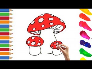 How To Draw A Cute Cartoon Mushroom | Mushroom Drawing Tutorial EASY | Simple mushroom drawing