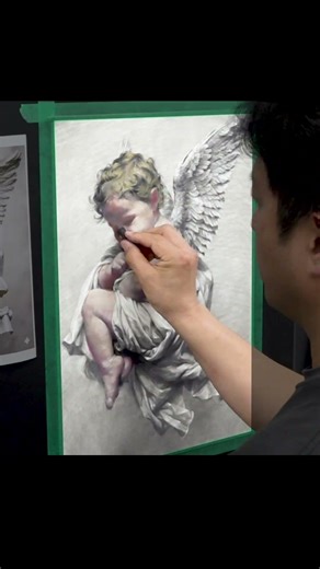아기천사 건식재료 (파스텔) 소묘드로잉 | Dry media drawing using charcoal and pastel