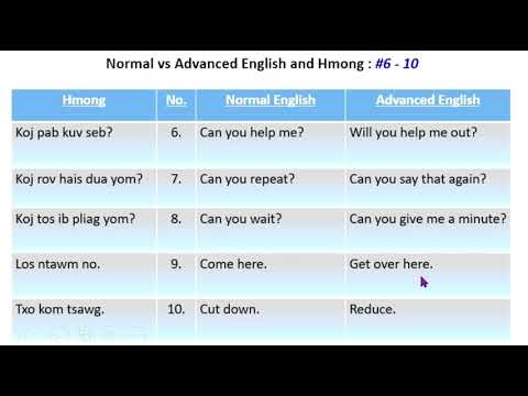 Hmong Commonly-used Phrases for Normal vs Advanced English (Part 2)