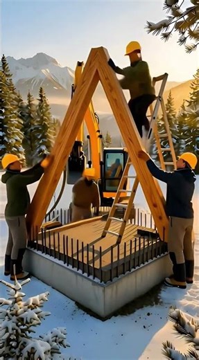 Snowy Mountain A Frame Cabin Construction