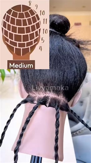 Brick layer parting for medium braids. Use this diagram as your guide! #braidingtutorial #boxbraids