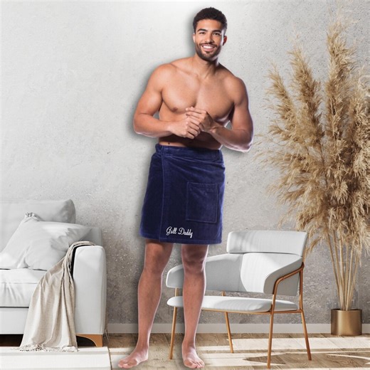 Embroidered Terry Cotton Bath Wrap Men: Custom Spa Towel - Etsy