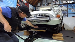 32K views · 441 reactions | Brad figures out how to do a two man job by himself with some wooden blocks while using his floor jack to lower the subframe. Do you have any one-man garage hacks? | Hagerty | Facebook