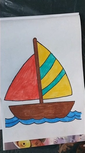 How to Draw a Simple Boat⛵ Easy #boat #shorts #trending #viral #art #drawing #simple #easy #ytshorts