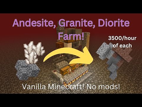 Granite, Andesite, Diorite Farm! Vanilla, NO MODS! 50 Stacks per hour! #tutorial #minecraft