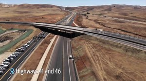 Fly over new interchange at Cholame 'Y' on Highways 41 and 46