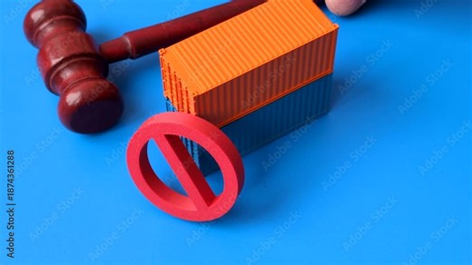 The cargo container ban as a conceptual backdrop for the export and logistics of goods. The cargo container embargo as a backdrop for your design