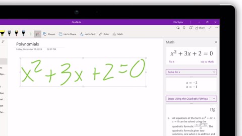 在 OneNote 中使用数学助手求解数学公式