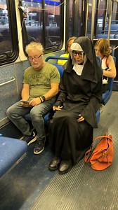 1.2M views · 7.2K reactions | Nun transforms on the bus (link to full video below) #publictransportation #comedyreel #partytime | Sara L | Facebook
