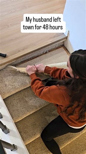 I gave myself 48 hours to makeover this staircase... unfortunately I failed my timeline! But that's okay, were gonna keep moving forward! I've never redone stairs by adding in LVP, but I'm determined to show you anyone can do it! #diy #homeupgrades #stairmakeover #womenwhobuild #beforeandafter | Cedar_Hill_Builder
