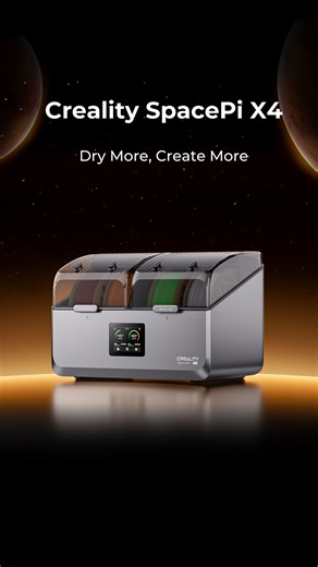 Creality on Instagram: "#NewLaunch 👀 Take a sneak peek at the all-new SpacePi X4 Filament Dryer 🛒🔗 in the bio 85°C dual-zone heating & 4-spool capacity. Meet the dryer that keeps your prints dry and your creativity flowing. Highlights: ✅ Dry 4 spools at once ✅ Dual heating chambers (200W + 200W) ✅ Active dehumidification & desiccant regen ✅ Auto-silent mode & smart EDry UI ✅ Triple safety protection Come and push the boundaries with SpacePi X4! #creality #spacepix4 #filam