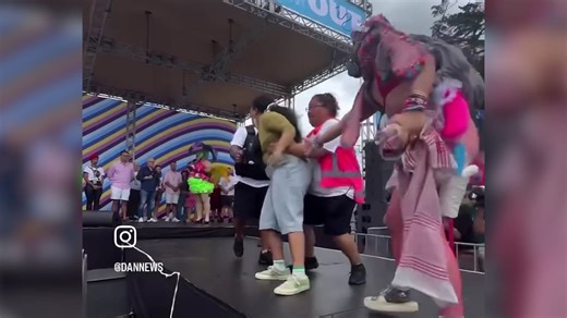 Big Gay Out protester removed after storming stage towards MPs in Auckland